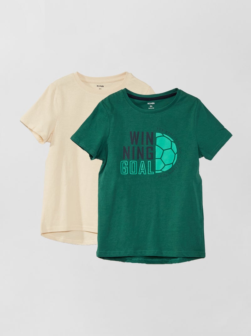 Lot de 2 t-shirts avec animations VERT - Kiabi