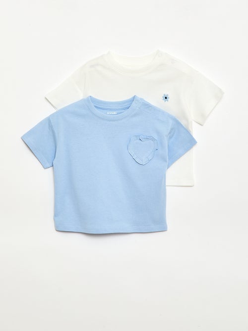 Lot de 2 T-shirts avec détail poitrine - Kiabi