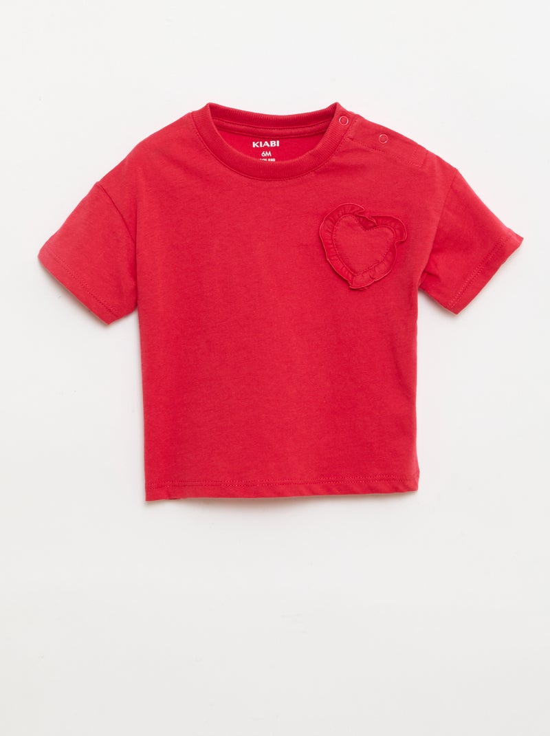 Lot de 2 T-shirts avec détail poitrine Rose - Kiabi