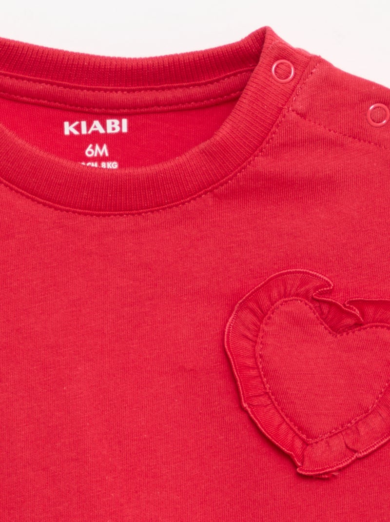 Lot de 2 T-shirts avec détail poitrine Rose - Kiabi