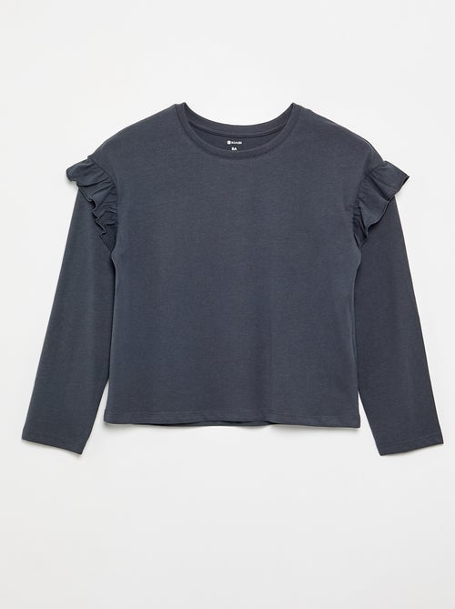 Lot de 2 T-shirts avec volants aux épaules - Kiabi