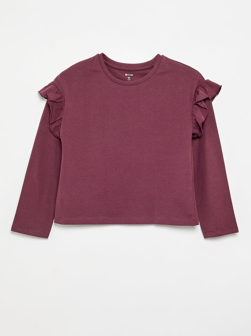 Lot de 2 T-shirts avec volants aux épaules Rose - Kiabi