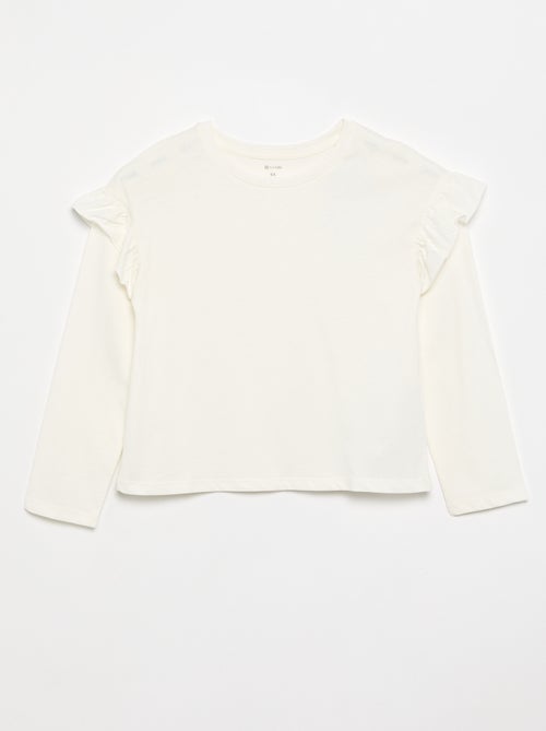 Lot de 2 T-shirts avec volants aux épaules - Kiabi