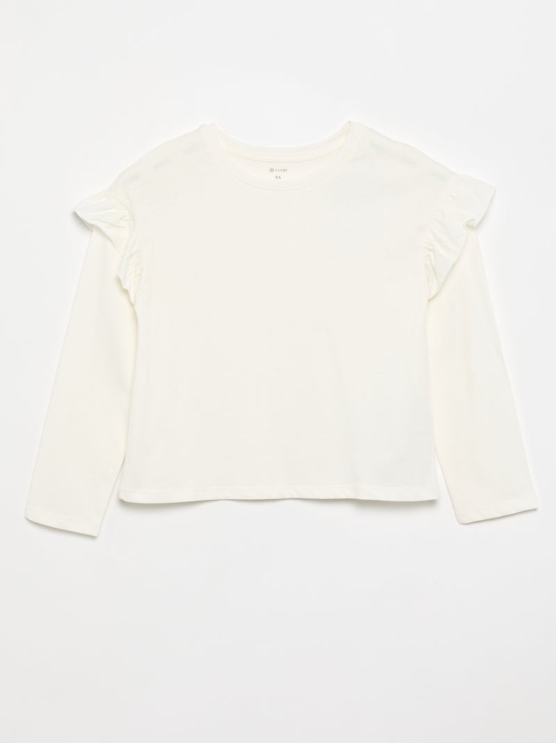 Lot de 2 T-shirts avec volants aux épaules Rose pâle - Kiabi