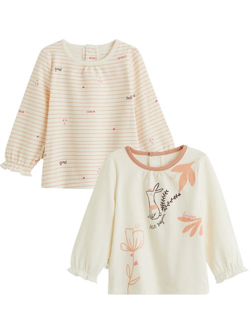 Lot de 2 t-shirts bébé manches longues aimée - Kiabi