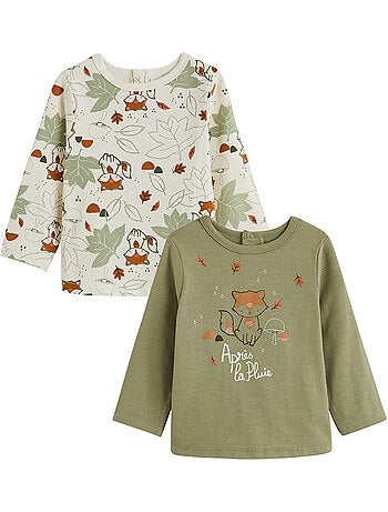 Lot de 2 t-shirts bébé manches longues ginkgo