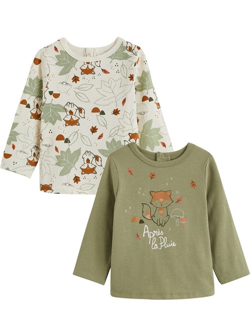 Lot de 2 t-shirts bébé manches longues ginkgo - Kiabi Lot de 2 t-shirts bébé manches longues ginkgo - Kiabi