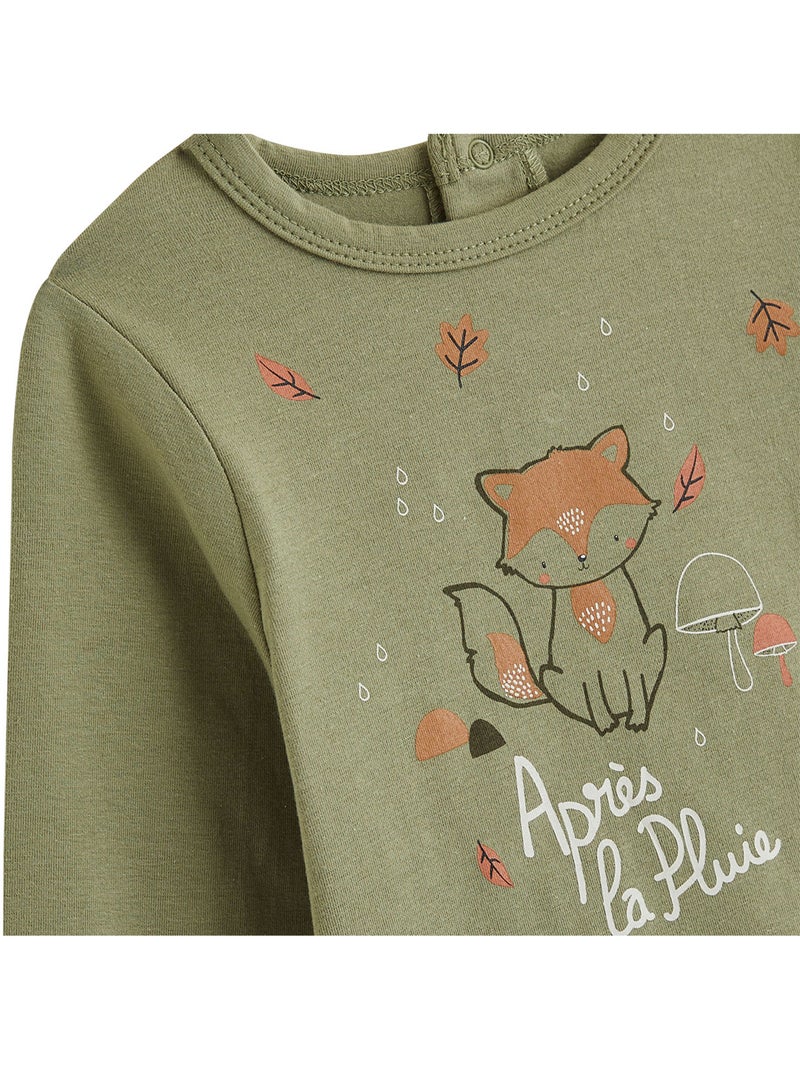 Lot de 2 t-shirts bébé manches longues ginkgo Vert - Kiabi
