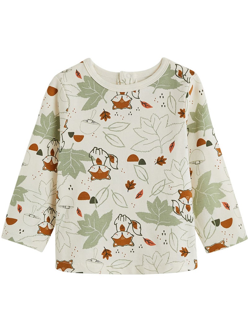 Lot de 2 t-shirts bébé manches longues ginkgo Vert - Kiabi