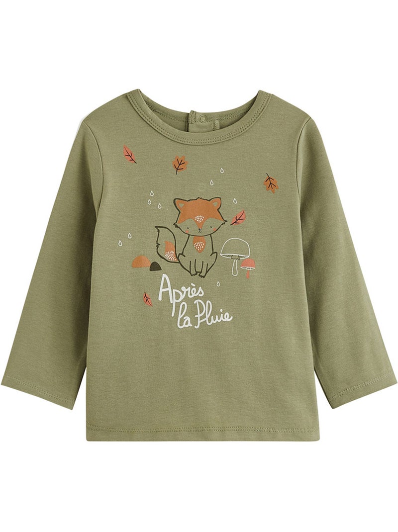 Lot de 2 t-shirts bébé manches longues ginkgo Vert - Kiabi