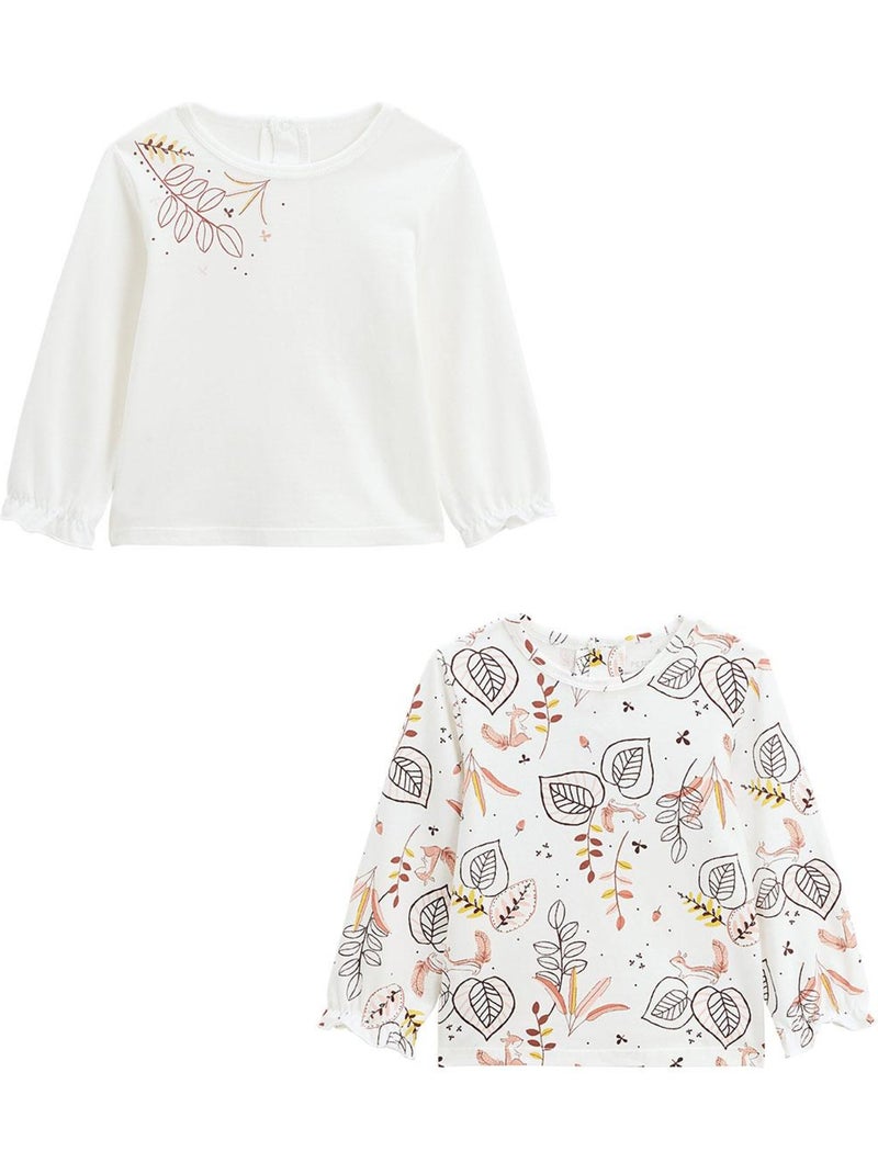 Lot de 2 t-shirts bébé manches longues Léonie Ecru - Kiabi