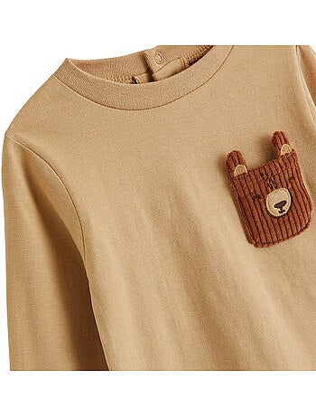 Lot de 2 t-shirts bébé manches longues moka