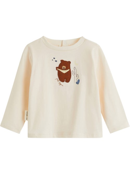 Lot de 2 t-shirts bébé manches longues moka - Kiabi
