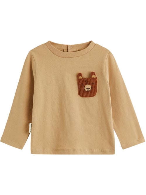 Lot de 2 t-shirts bébé manches longues moka - Kiabi