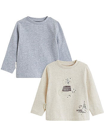 Lot de 2 t-shirts bébé manches longues pistache