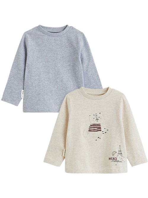 Lot de 2 t-shirts bébé manches longues pistache - Kiabi Lot de 2 t-shirts bébé manches longues pistache - Kiabi