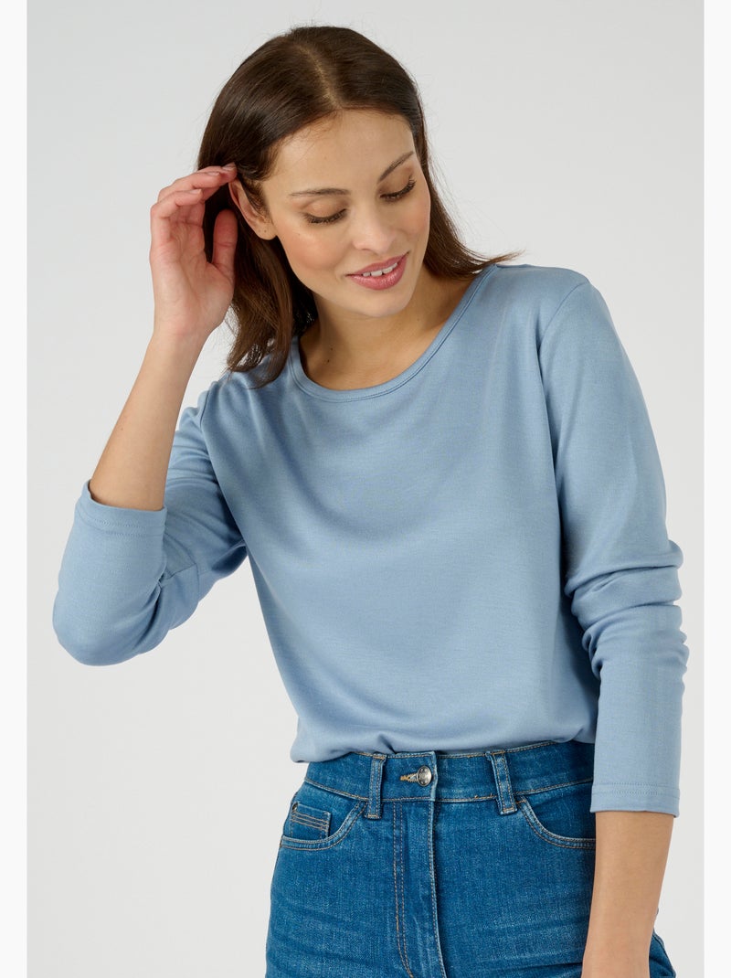 Lot de 2 t-shirts col rond - damart Bleu - Kiabi