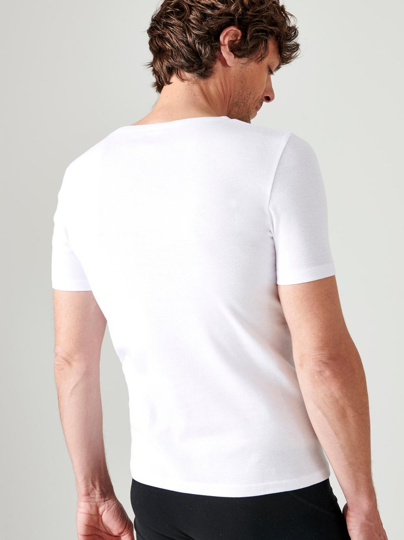 Lot de 2 T-shirts col rond, manches courtes, Essential pur coton peigné - Damart Blanc - Kiabi