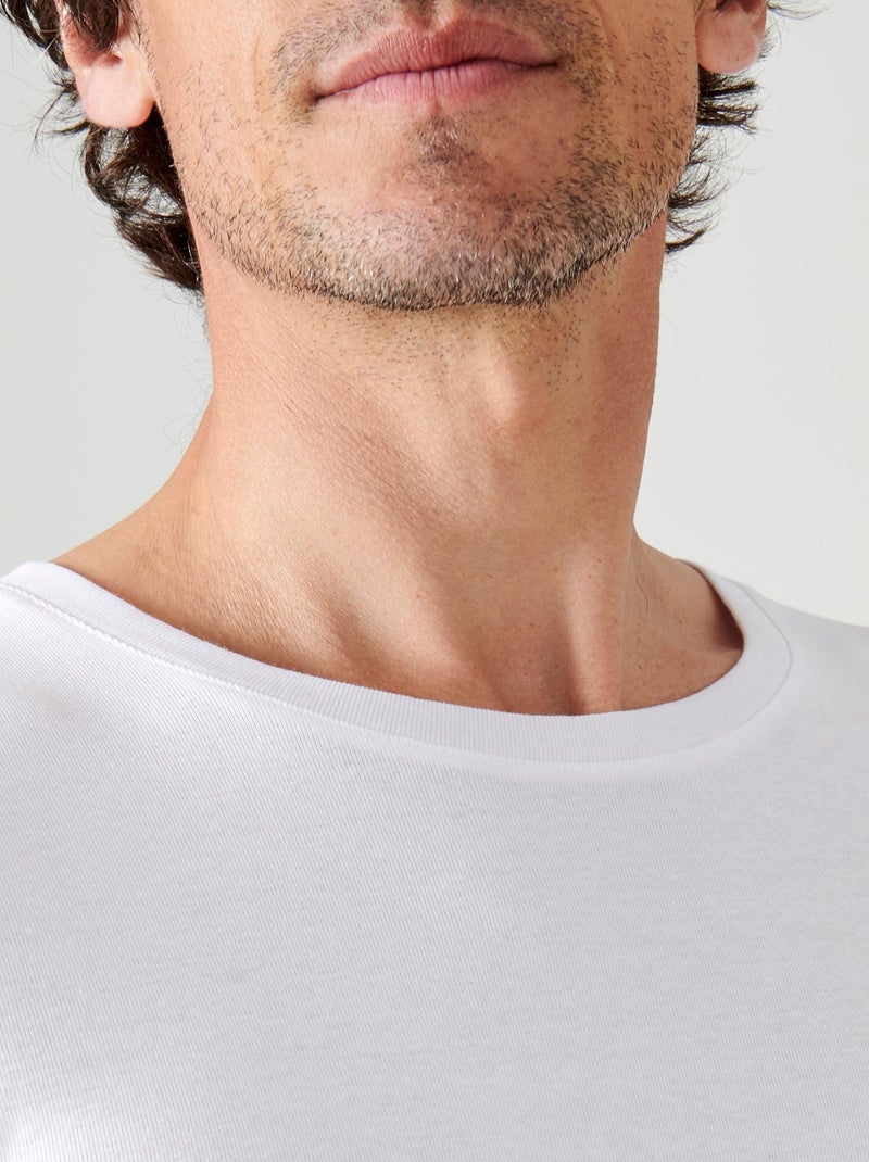 Lot de 2 T-shirts col rond, manches courtes, Essential pur coton peigné - Damart Blanc - Kiabi
