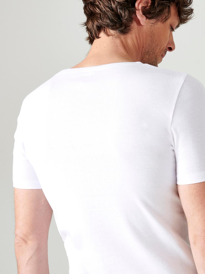 Lot de 2 T-shirts col rond, manches courtes, Essential pur coton peigné - Damart Blanc - Kiabi