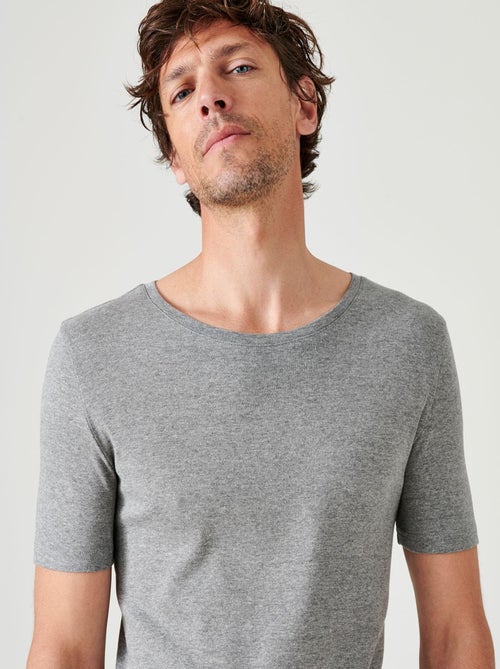 Lot de 2 T-shirts col rond, manches courtes, Essential pur coton peigné - Damart - Kiabi