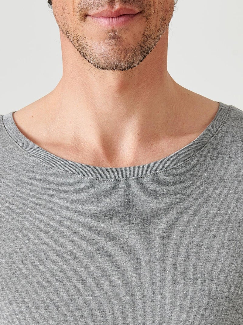 Lot de 2 T-shirts col rond, manches courtes, Essential pur coton peigné - Damart Gris chiné - Kiabi