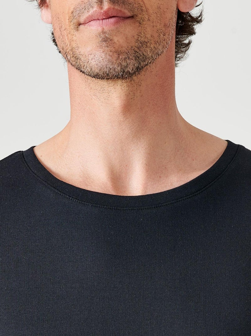Lot de 2 T-shirts col rond, manches courtes, Essential pur coton peigné - Damart Noir - Kiabi