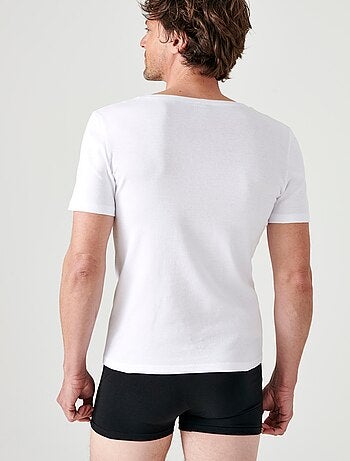 Lot de 2 t-shirts col V, manches courtes, Essential pur coton peigné - Damart