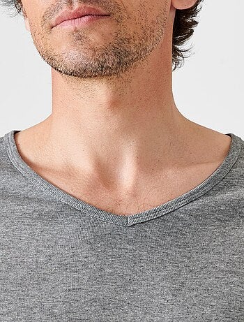 Lot de 2 t-shirts col V, manches courtes, Essential pur coton peigné - Damart