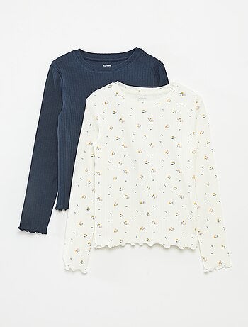 Lot de 2 t-shirts côtelés