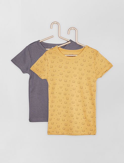 Lot de 2 t-shirts éco-conçus                                         jaune/gris 

