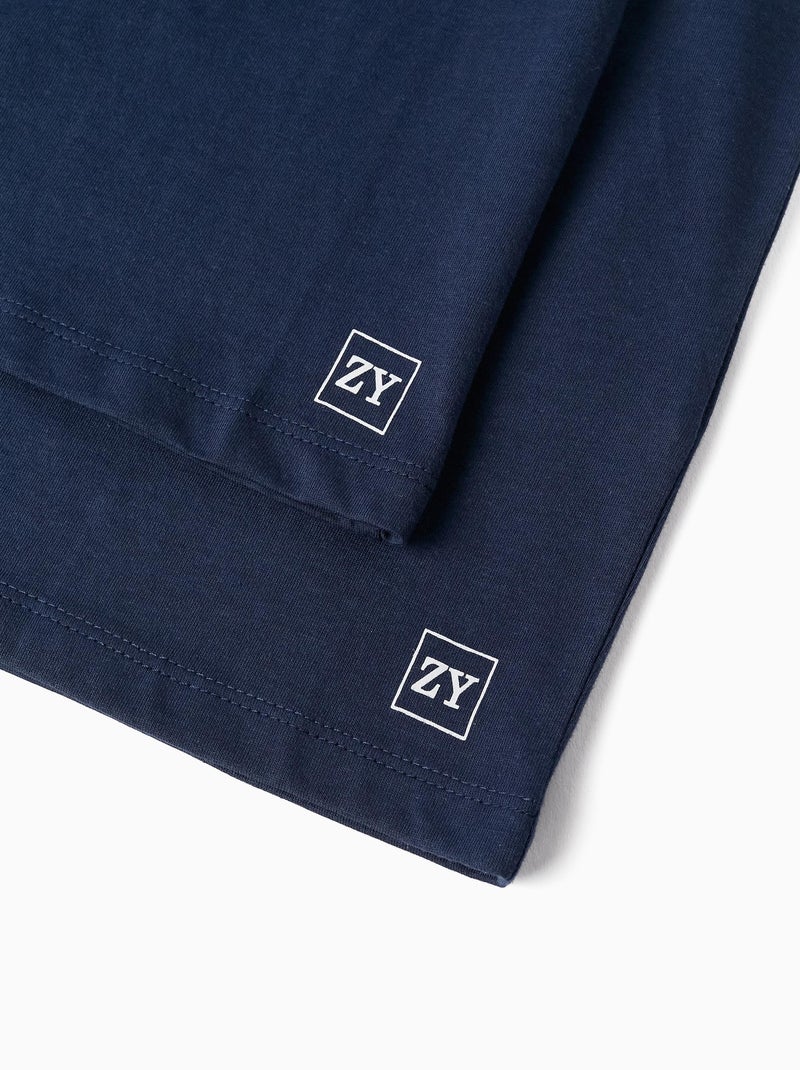 Lot de 2 T-Shirts en Coton à Manches Longues Bleu foncé - Kiabi