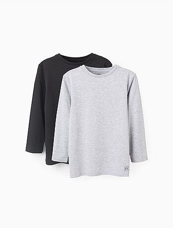 Lot de 2 T-Shirts en Coton à Manches Longues