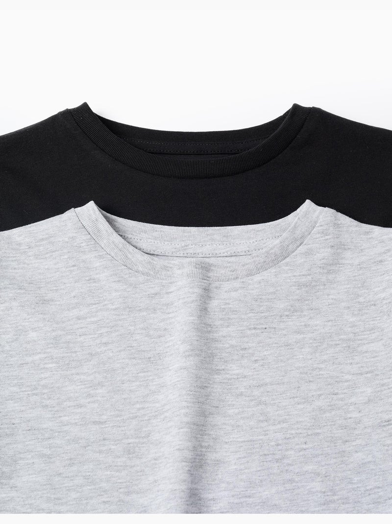 Lot de 2 T-Shirts en Coton à Manches Longues Noir Noir - Kiabi