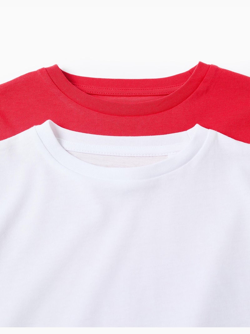 Lot de 2 T-Shirts en Coton à Manches Longues Rouge - Kiabi