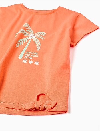 Lot de 2 T-shirts en coton avec imprimé palmiers