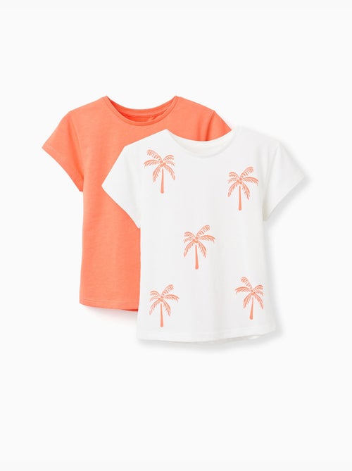 Lot de 2 T-shirts en coton avec imprimé palmiers - Kiabi