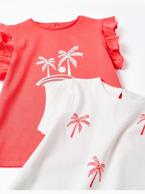 Lot de 2 T-shirts en coton avec imprimé palmiers - Kiabi