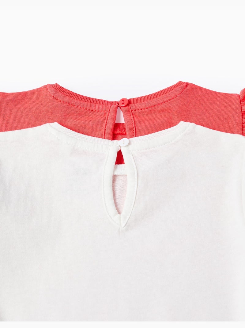 Lot de 2 T-shirts en coton avec imprimé palmiers Rose - Kiabi