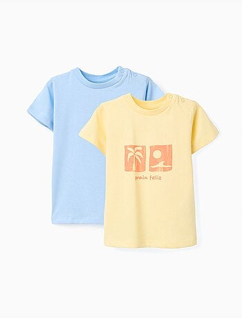 Lot de 2 T-shirts en coton avec imprimés plage
