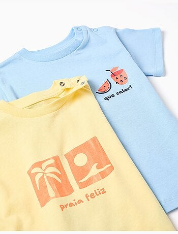 Lot de 2 T-shirts en coton avec imprimés plage