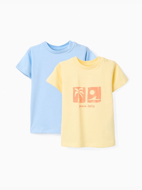 Lot de 2 T-shirts en coton avec imprimés d'été - Kiabi
