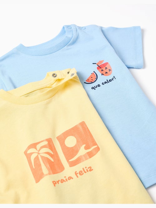 Lot de 2 T-shirts en coton avec imprimés d'été - Kiabi