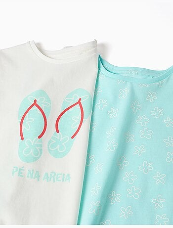 Lot de 2 T-shirts en coton avec imprimés d'été