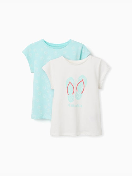 Lot de 2 T-shirts en coton avec imprimés d'été - Kiabi