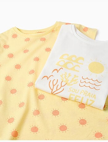 Lot de 2 T-shirts en coton avec imprimés d'été