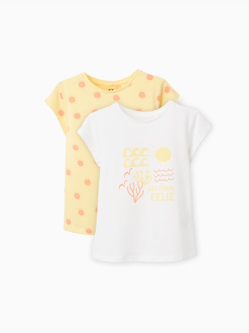 Lot de 2 T-shirts en coton avec imprimés d'été - Kiabi