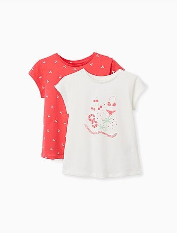 Lot de 2 T-shirts en coton avec imprimés d'été