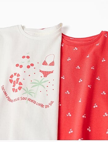 Lot de 2 T-shirts en coton avec imprimés d'été