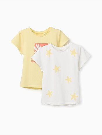Lot de 2 T-shirts en coton avec imprimé palmiers
